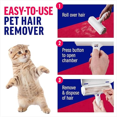 ChomChom Roller Pet Hair Remover – Original Size Reusable Lint Roller for Cat & Dog Hair on Furniture, Couch, Carpet, Car, Rugs & Bedding – Portable, Eco-Friendly (White) thumbnail 4