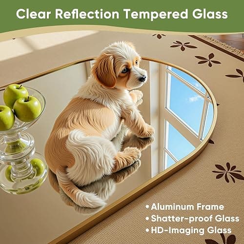 Furnbar Full Length Mirror, 64"x21" Arched Full Body Mirror, Floor Mirrors with Stand, Standing Hanging Leaning Against Wall,Aluminum Frame Mirrors for Bedroom Cloakroom,Living Room,Gold thumbnail 5