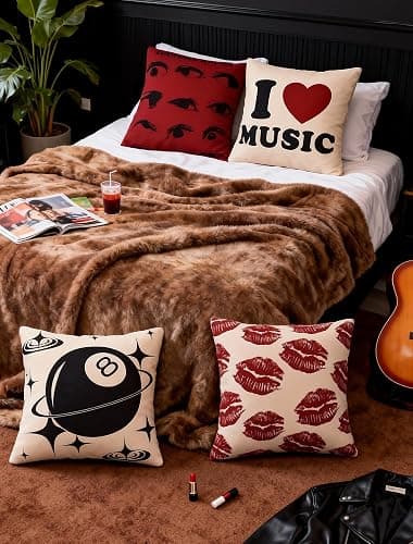 Pecfamly 8 Ball Y2K Grunge Throw Pillows Covers, Dark Red Cool Downtown Girl 90s Music Studio Room Decor Aesthetic for Teen Girls (Covers Only No Pillow Inserts) (4, Retro Y2K) thumbnail 7