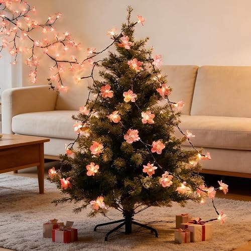 Cherry Tree Branch Lights USB Powered Blossom Branch Decoration Night Lights for Wall,Cherry Enchanted Willow Vine Lights for Bedroom Wall Doors Windows Wedding Christmas Holiday (42 inch (48 Lamps)) thumbnail 9