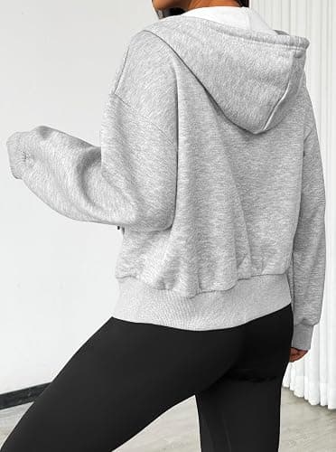 LilyCoco Womens Oversized Sweatshirt Zip Up Hoodie Long Sleeve Shirt with Pockets thumbnail 3