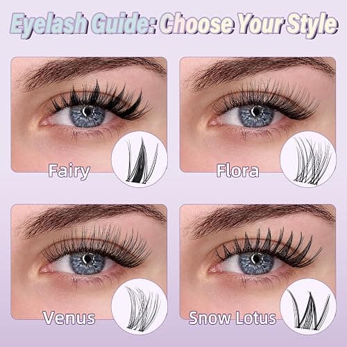 B&Q Fairy Lash Clusters Kit Natural Lashes Clusters Wispy Invisible Band Manga Lashes Individual Lashes Bond and Seal Eyelash Extension Kit Easy Removal (Fairy Kit-8-18MIX) thumbnail 7