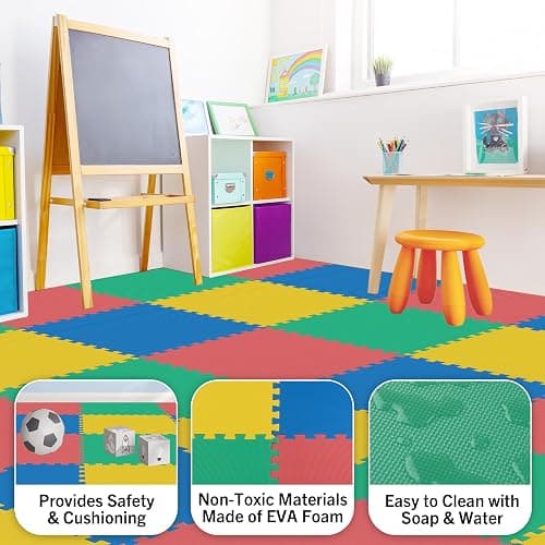 EVA Foam Mat Tiles - Interlocking Padding for Garage, Playroom, or Gym Flooring - Workout Mat or Baby Playmat by Stalwart thumbnail 3