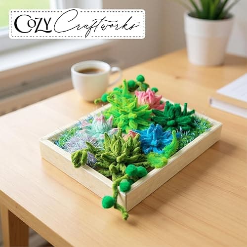 WeVeel Cozy Craftworks Chenille Stem Flower & Succulent Craft Kit for Adults – Create a Wildflower Bouquet and Succulent Box Garden – Relaxing DIY Botanical Arts & Crafts Set thumbnail 5