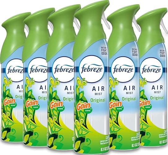 Febreze Air Mist, Air Freshener Spray, Odor Fighting Room Spray, Deodorizer for Home Bathroom Kitchen Office Apartment Dorm Room Classroom, Gain Original Scent, 8.1oz (Pack of 6) - Image 1