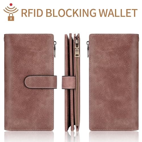 XINNSTAR Womens Wallet RFID Blocking Large Capacity Credit Card Holder Long Purses for Women with Wristlet Pocket ID Window thumbnail 4