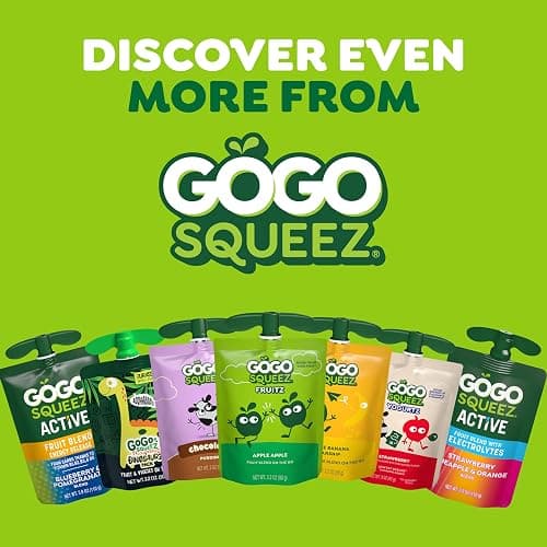 GoGo squeeZ Low Fat YogurtZ Variety Pack, 3 oz Pouches, 20 Count | Kids snack, blueberry & berry flavor, real yogurt & fruit; no fridge needed, gluten and nut free, recloseable cap, BPA-free thumbnail 9