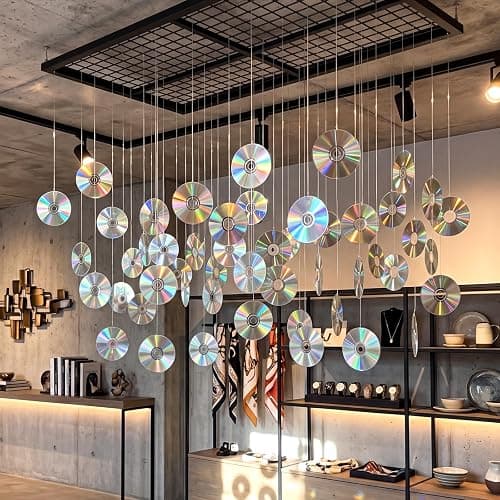 Wavyknot 36 Pcs 90s Party Decoration Real Plastic CDs Disco Hanging Decor Y2K 2000s Retro CDs Garland with Fishing Line and Hooks Musical Ceiling Decor for 60s 70s Birthday Music Party thumbnail 7
