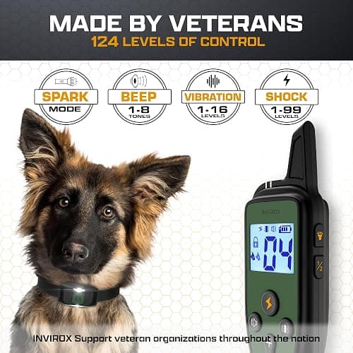 INVIROX Training Collar for Large Dog X2 [Spark K9] 124 Levels with Remote 1100yd Range, Night-Light Mode for Medium Dogs IP67 Waterproof Training Collar for Dogs thumbnail 2