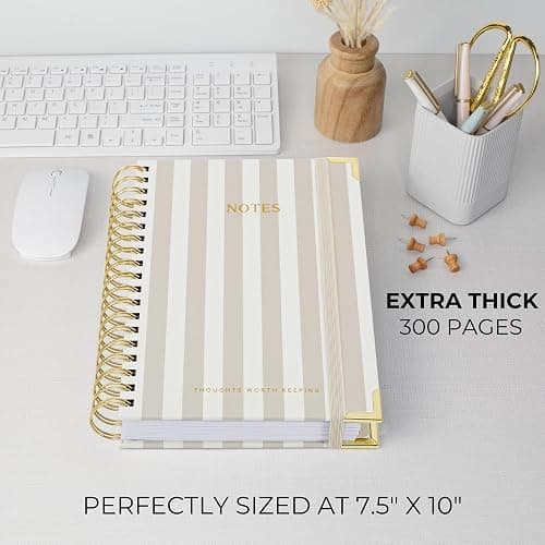 Aesthetic Thick Spiral Notebook With Tabs - Premium Journal For Women Size B5 - College Ruled Note Book With 300 Lined Pages and Dividers - Perfect For Writing And Staying Organized at Work or School thumbnail 2