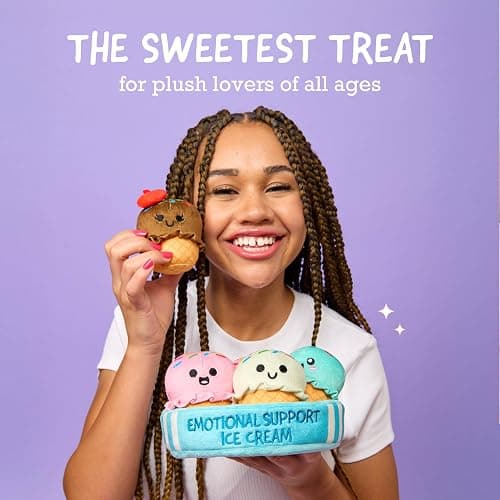 Emotional Support Ice Cream Cones by Relatable, Cuddly Stuffed Animals and Toys, Squishy Toys and Plushies, Great Gift Ideas for Loved Ones of All Ages, Includes 5 Plushies with Carrying Basket thumbnail 5