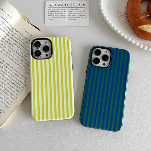 Longlayss Compatible with iPhone 14 Pro Case Cute Aesthetic Striped Phone Case for Women Girl Shockproof Slim TPU and Hard PC Protective Cover (Hot Pink) thumbnail 9