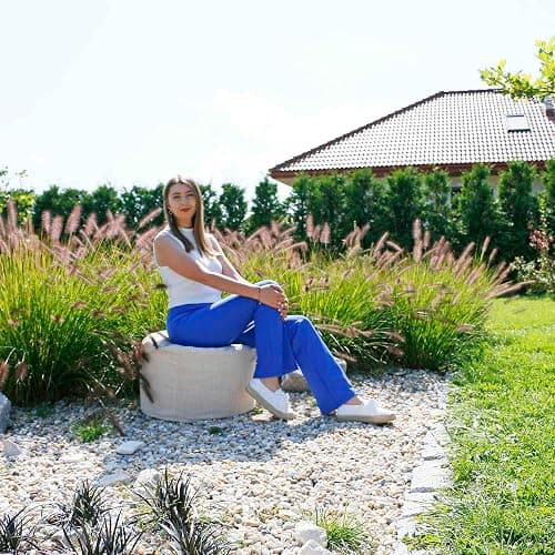 DreamRoots Pouf Hocker Rund - Cord 50x50x35 cm - Für Couch und Wohnzimmer - Sitzpouf - Fußhocker Für Sessel - Sitzhocker - Hocker Sofa thumbnail 5