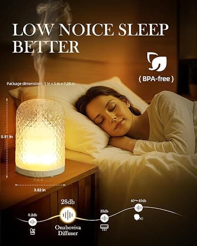 Onaboviva Essential Oil Diffuser – 2.4MHz Ultrasonic Aromatherapy Diffuser, Health Night Light, Timer & Auto Shut-Off, BPA-Free, 120ml Glass Oil Diffuser for Home, Office, Spa, Yoga thumbnail 2