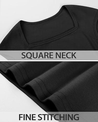 NUMYEAN Crop Tops for Girls Short Sleeve Shirt Girls Summer Tops Square Neck Slim Fit Tops Basic Tee thumbnail 6