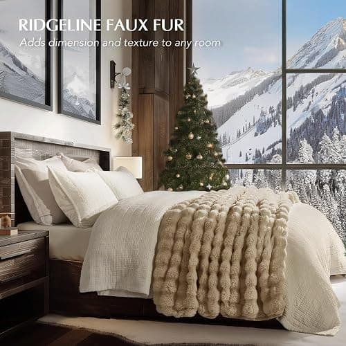 EverGrace Ultra Soft Luxury Fluffy Faux Rabbit Fur Throw Blanket, Thick Warm Bubble Throw for Bed, Cozy Plush Reversible Blankets for Couch, Chair, Sofa, Cream, 60x80 Inches thumbnail 3