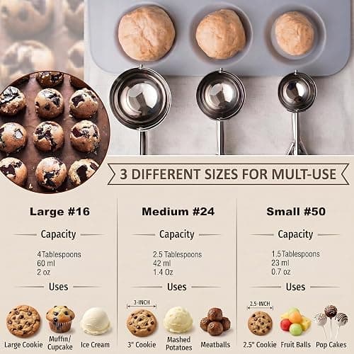Ice Cream Scoop, 3Pcs Stainless Steel thumbnail 6