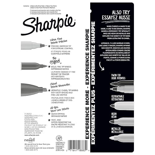 Sharpie Permanent Markers Variety Pack, Includes Chisel, Fine, and Ultra-Fine Tips, Black, 6 Count - Poster, Office, School Supplies thumbnail 6