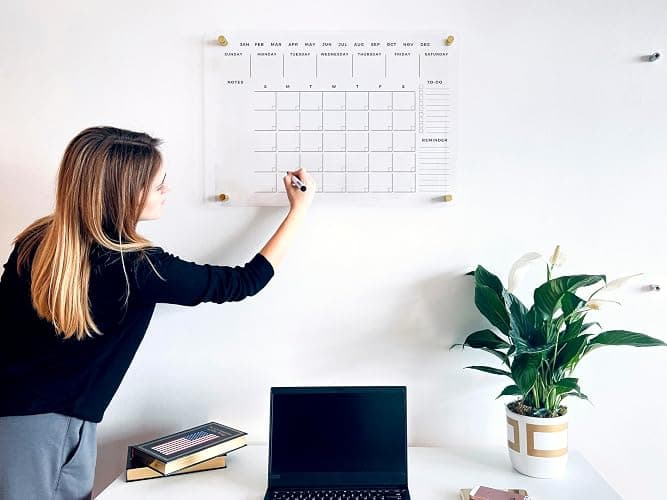 Premium Acrylic Wall Calendar - 24x18" Dry Erase Board - Large Glass Calendar for Wall - Reusable Board for Office and Home - Gold Hardware (24x18" (Regular)) thumbnail 4