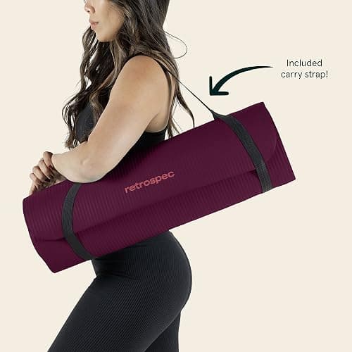 Retrospec Solana Yoga Mat 1" Thick With Nylon Strap For Men & Women - Non Slip Exercise Mat For Home Yoga, Pilates, Stretching, Floor & Fitness Workouts thumbnail 7