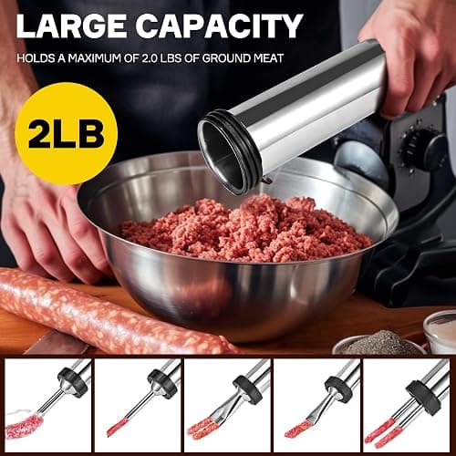 Artcorner Professional Jerky Gun for Ground Meat | 2.5LB Capacity Jerky Maker Kit with 5 Attachments, 2 Brushes & Storage Net (Food Grade) thumbnail 2