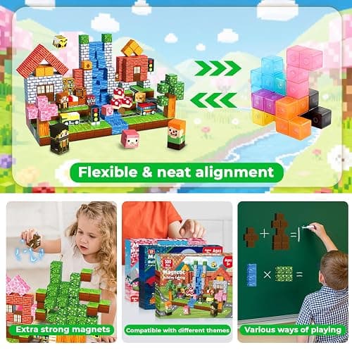 300 PCS Magnetic Blocks - Magnetic Building Block for Kids Ages 4-8 8-12, Creative Construction Stacking Magnet Block Sets, Magnet Cubes Building Toy for Girl Boy Age 3+ Christmas Birthday Gift thumbnail 5