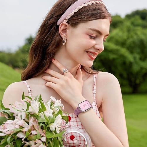 6 Pack Floral Engraved Bands Compatible with Apple Watch for Women | Cute Silicone Straps for Series 12 11 10 9 8 7 6 5 4 SE 3/2/1 Ultra, Wristband for iWatch 42mm 40mm 41mm 38mm 44mm 45mm 46mm thumbnail 7
