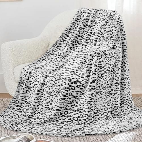 Cheetah Print Blanket Soft Cozy Black Fleece Blankets Lightweight Plush Fuzzy Dark Gray Leopard Print Blanket Decor Birthday Gifts for Bed Women Men thumbnail 6