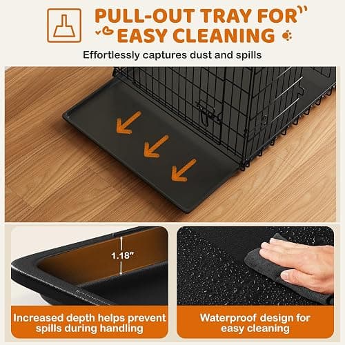 Yaheetech Dog Crate 48'' Double Door Dog Crate with Divider, Removable Tray | Metal Dog Crate with Removable Tray Wire Dog Kennel Crate for Medium to Large Dogs Travel Cage, Black thumbnail 4