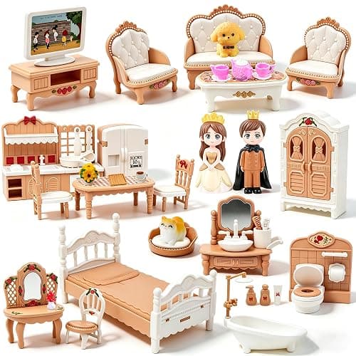 Doll House Furniture Accessories Four Major Series: Living Room, Bedroom, Bathroom, Kitchen Miniature Dollhouse Furniture Birthday (Style-C) - Image 1
