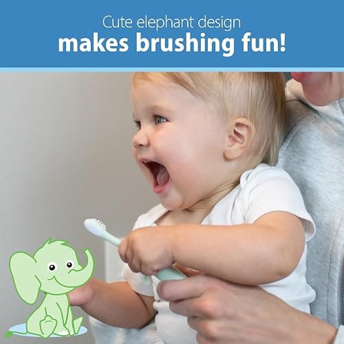 Dr. Brown's Infant-to-Toddler Toothbrush, Elephant, Mint, 0-3 Years thumbnail 9