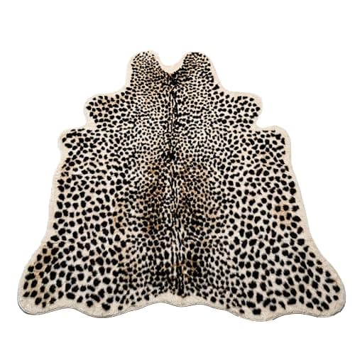Mibathni Leopard Print Rug, Cheetah Rugs 3.3 x 3.1ft, Small Decor Carpet | Realistic Cheetah Print Rug, Faux Fur Cowhide Animal Skin Hide Leopard Area Rugs for Living Room Bedroom Office Hallway - Image 1