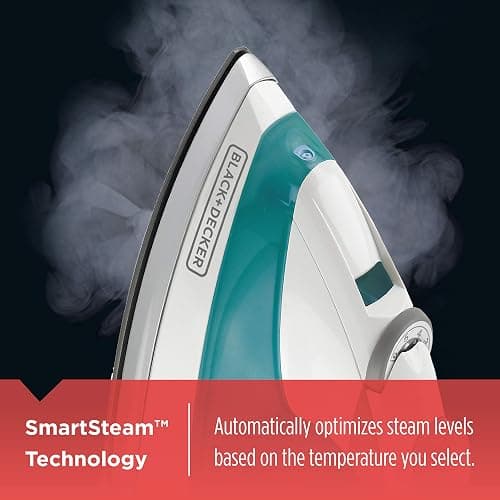 Black+Decker Lightweight Steam Iron for Clothing, Smart Steam Techology, Anti-Drip, Teal, 1200W, IR0820C thumbnail 4