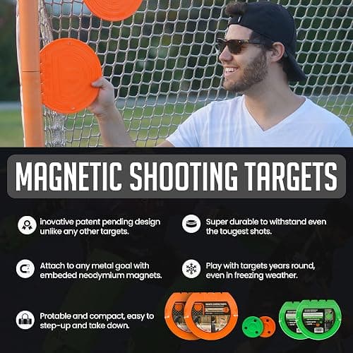 Top Shelf Targets Combo Bundle with Durable Magnetic Hockey Targets/Lacrosse Goal Targets, 4 Tethers and 4 Pucks | Hockey Net Goalie Targets for Shooting Practice and Training thumbnail 7