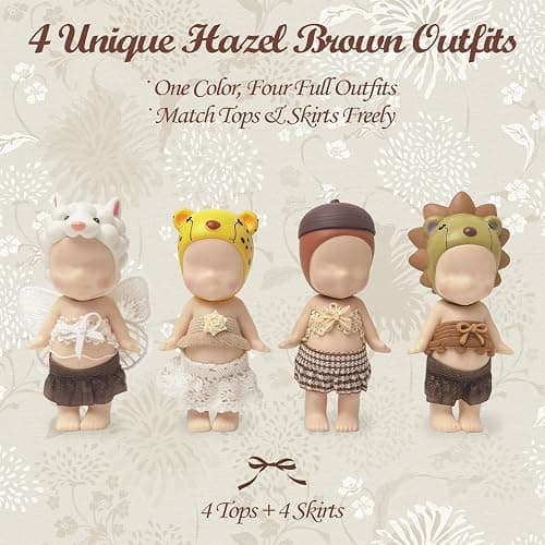 4 Sets Mini Doll Clothes for Sonny Angel, fit for 3 Inch Collectible Dolls for Adult Collectors, Includes Tops and Skirts for Display and Decoration (Creamy Latte Charm) thumbnail 2