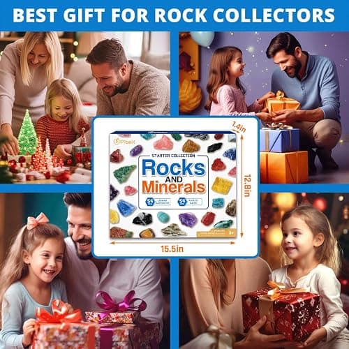 PIBEX Rock Collection Starter Kit - 54 Pcs Assorted Gemstones, Crystals, Rocks & Minerals, with Learning Book & ID Cards, Earth Science Kit Toy, A Geology Gift for Kids & Adults Ages 8+ thumbnail 9