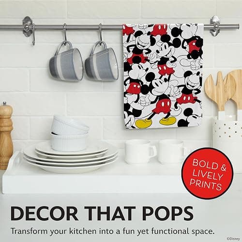 Disney Kitchen Towels – 2-Pack 100% Cotton Kitchen Towels Set – 16" x 26" Soft & Absorbent Dish Towels – Mickey, Minnie & Stitch Designs – Durable, Machine Washable (Mickey Mouse) thumbnail 5
