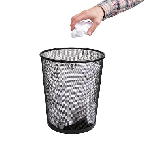 Mind Reader Mesh Trash Can, 16.65L (4.4 gal), Waste Paper Basket, Round, Office, Metal Mesh, 11.5"L x 11.5"W x 13.75"H, Black thumbnail 7