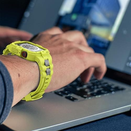 GELISHI Bands Compatible for Apple Watch Band 46mm 45mm 44mm 42mm, Men Sport Rugged Band with Protective Case for Watch Series 11 10 9 8 7/ SE 3/2/1/ Series 6 5 4 3 thumbnail 6
