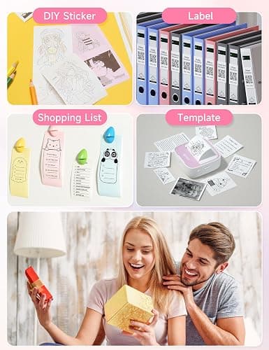 iDPRT Sticker Printer, Portable Sticker Maker Machine, Mini Inkless Bluetooth Thermal Printer for iPhone & Android, Pocket Printer for Labels, Barcodes, DIY Journaling, Kids Gift, Pink thumbnail 5