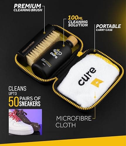 Crep Protect Kit de CURE - Kit de nettoyage de baskets haut de gamme, avec brosse, solution (100 ml), chiffon en microfibre et pochette réutilisable thumbnail 2