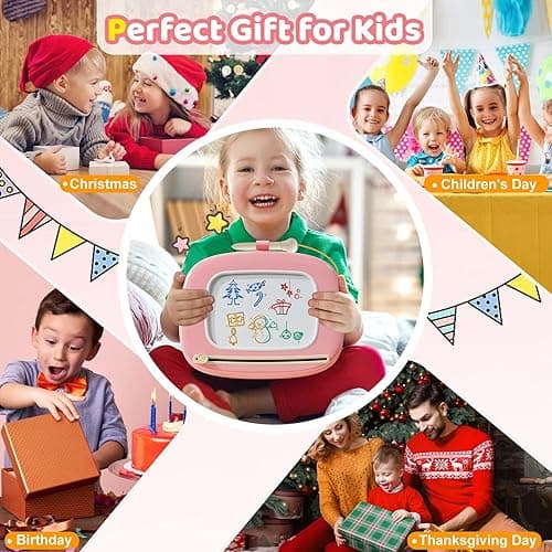 Kikidex Magnetic Drawing Board, Toddler Girl Toys for 1-2 Year Old, Doodle Board Pad Learning and Educational Toys for 1 2 3 Year Old Baby Kids Birthday Gift(Soft Pink) - Soft Pink thumbnail 7