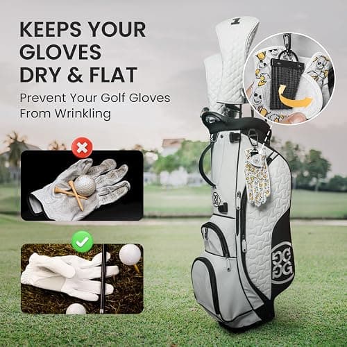FINGER TEN Golf Glove Grabber Holder with 360° Metal Carabiner Clip 2 Pack, Universal Both Sides Grabber Keeper Strap Quick Storage Gloves, Lightweight Portable Easy Clip-On for Bags thumbnail 2