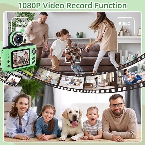 Makolle Kids Camera, Birthday Gifts for Boys and Girls Age 3-8,Video Recorder for Kids 8-12,Childrens Digital Camcorder for vlogging Portable Kids Selfie Camera with 32GB SD Card Green thumbnail 6