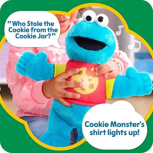 Sesame Street Sing-Along Cookie Monster 13-inch Plushie Stuffed Animal, Recycled Filling, Blue, Kids Toys for Ages 18 Month by Just Play thumbnail 3