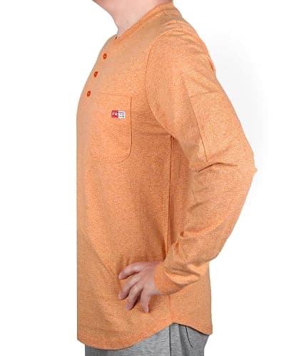 TICOMELA FR Shirts for Men Heather Series 6oz Flame Resistant T Shirt NFPA2112 CAT2 Fire Retardant Henley Shirts - XX-Large - Heather Orange thumbnail 4