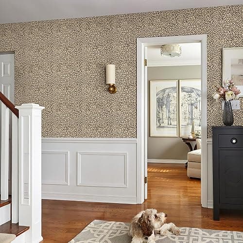 JiffDiff Leopard Print Peel and Stick Wallpaper, Waterproof Removable Self Adhesive Textured Wall Paper, Yellow Unique Funky Cheetah Contact Paper for Bedroom and Bathroom 240"X17.3"(28.8 sq. ft) thumbnail 7