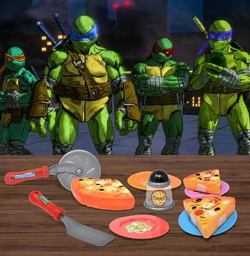 Pizza Party Play Food Toy Set for Kids Slice & Serve Plastic Pizza Pretend Box Pie Cutter Fake Condiments Play Foods & Bookmark for Children Toddlers thumbnail 2