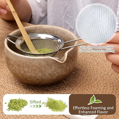Joyscale Matcha Whisk Set, Matcha Set Whisk And Bowl, 8 Pcs Matcha Kit Set(Ancient Kiln Design), 14 OZ, Japanese Matcha Tea Set, Matcha Making Kit Gifts for Tea Lovers(Kiln White) thumbnail 7