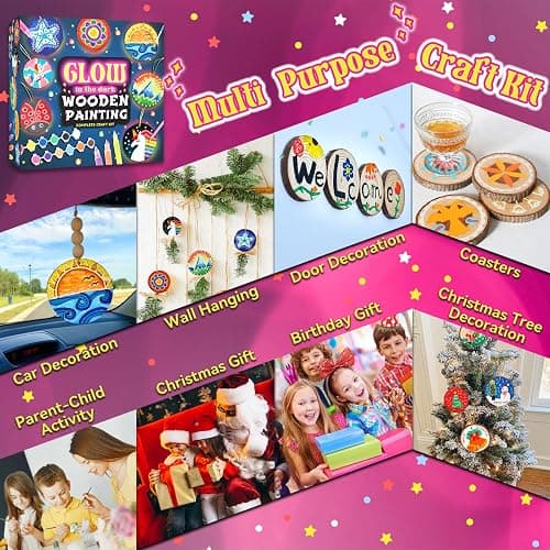 klmars Kids Wooden Painting Kit-Glow in The Dark-Arts & Crafts Gifts for Boys Girls Ages 5-12-Craft Activities Kits - Creative Art Toys for 5, 6, 7, 8, 9, 10, 11 & 12 Year Old Kids thumbnail 6